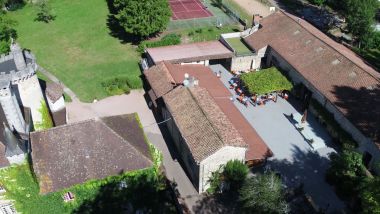 The outbuildings of the castle: bar, snackbar, shop, reception area