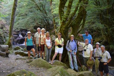 Group hiking to the Saut du Chalard in Champs Romain