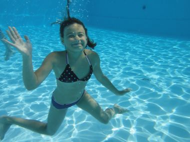 Blue water, clean pool