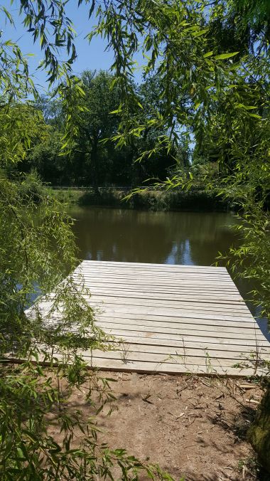 Des pontons sur l'étang camping pêche