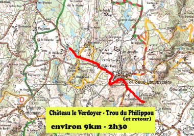 Map hiking Dordogne Saint Saud